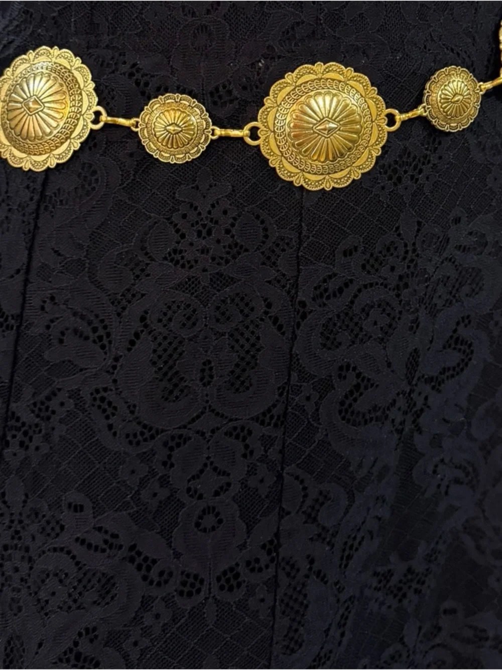 Gold Medallion Link Concho Belt Western Cowgirl Boho Festival OS NWT
